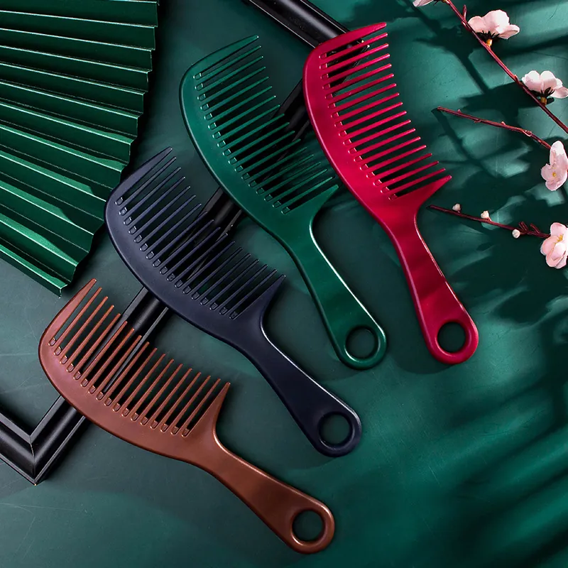 Grote Breed Getande Haarkam Voor Krullend Nat Haar Ontwarren Matte Plastic Haarborstel Met Ophanggat Vintage Stijl Vrouwen Styling Tool