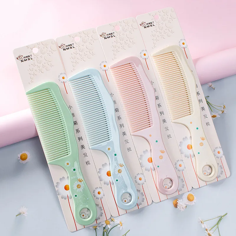 Daisy Print Hair Detangling Comb Cartoon Floral Styling Brush Portable Plastic Hair Comb For Women Girls Travel Daily Grooming