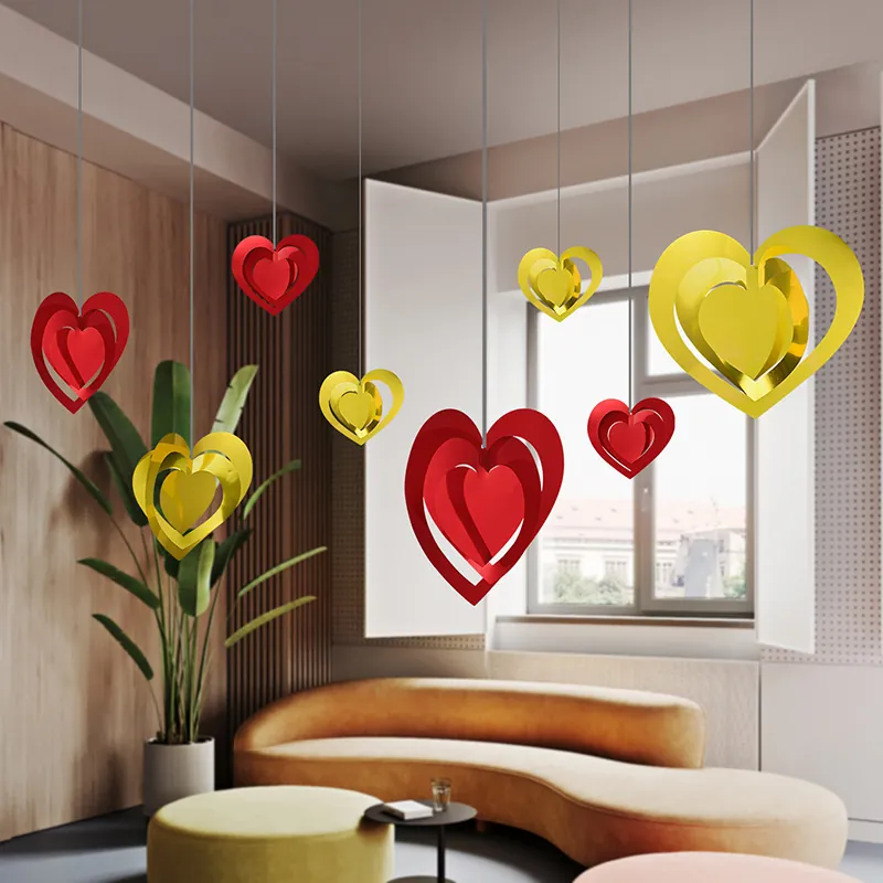 3D Papier Herz Hängedekoration Für Valentinstag Hochzeit Party Raumdeko Stereoskopische Herz Girlande Anhänger Rot Gold Lila