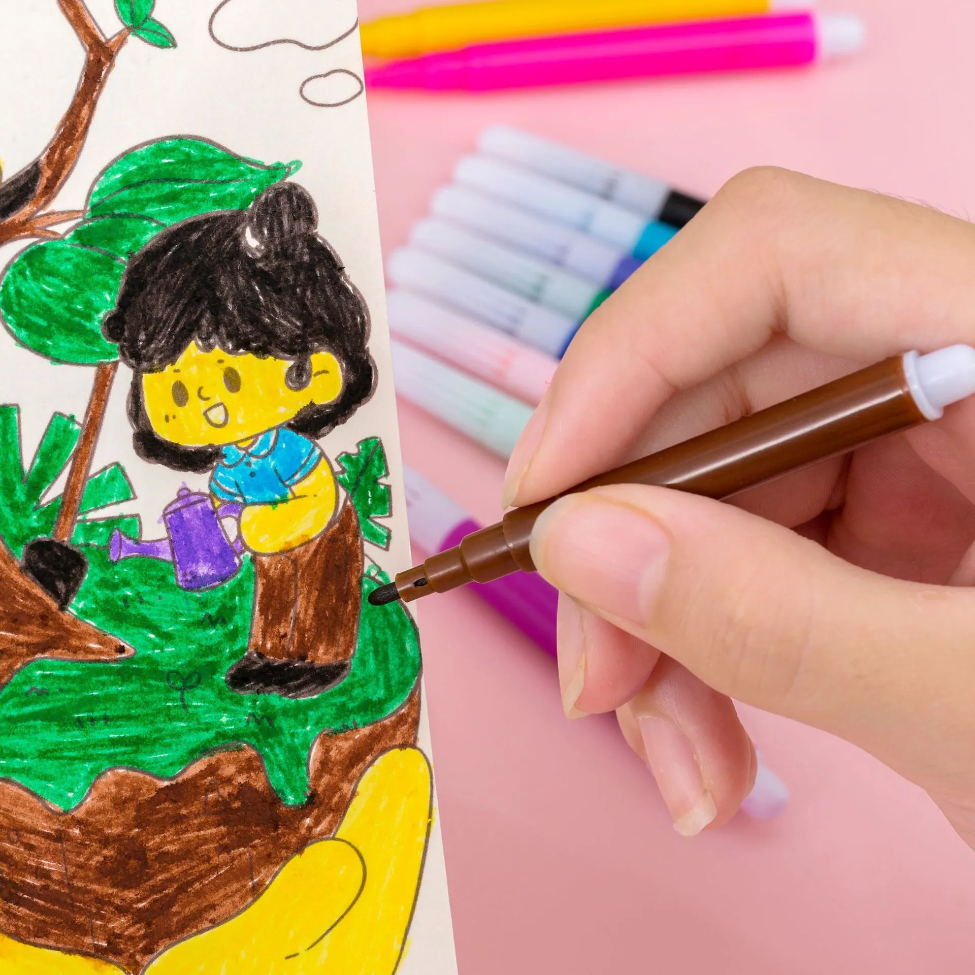 Mini Washable Watercolor Pens For Kids DIY Drawing Graffiti Art Supplies Multicolor Portable Painting Pens For Kindergarten School Home Use
