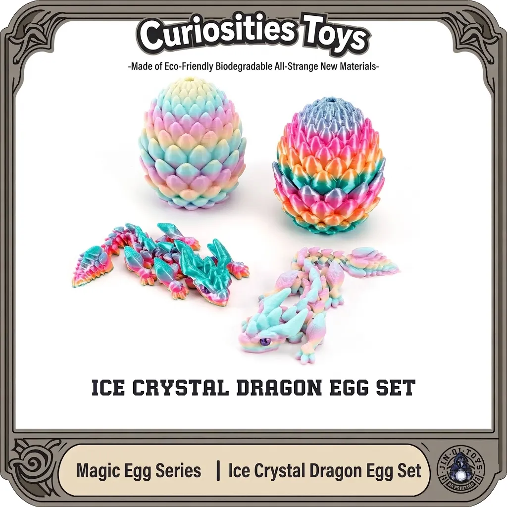 3D Printed Dragon Egg Set With Articulated Crystal Dragon PLA Articulated Dragon Ornament Easter Gift Home Office Decor