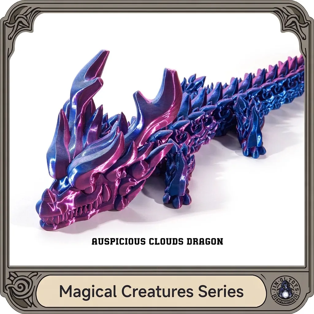 3D Printed Articulated Dragon Ornament Auspicious Clouds Dragon Chinese Mythical Beast Flexible Action Figure Home Desk Decor Gift