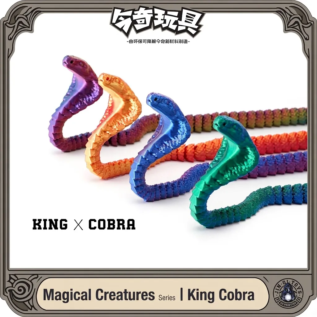 Figura de Serpiente Cobra Impresa en 3D Modelo Animal con Articulaciones Móviles Adorno de Escritorio Creativo Regalo Arte Moderno Estatua de PLA