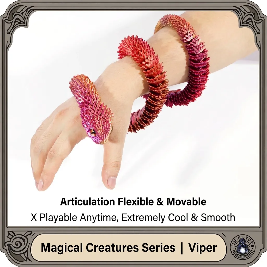 Figurita de Serpiente Víbora Articulada Impresa en 3D Adorno de Articulación Flexible Juguete Decorativo de Escritorio Hogar