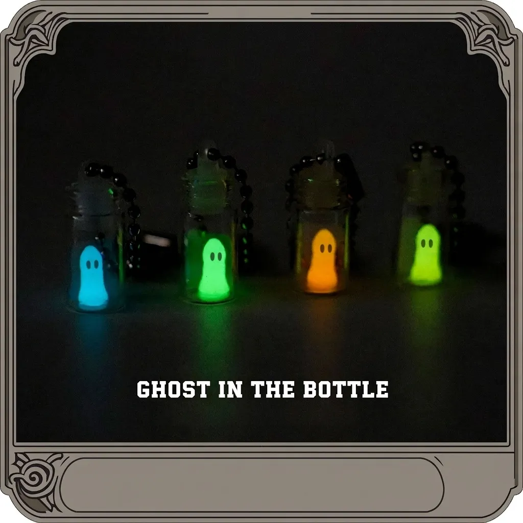 Luminous 3D Printed Ghost In A Bottle Keychain Creative Halloween Glow In The Dark Mini Ghost Figure Figure Stress Relief Toy Ornament