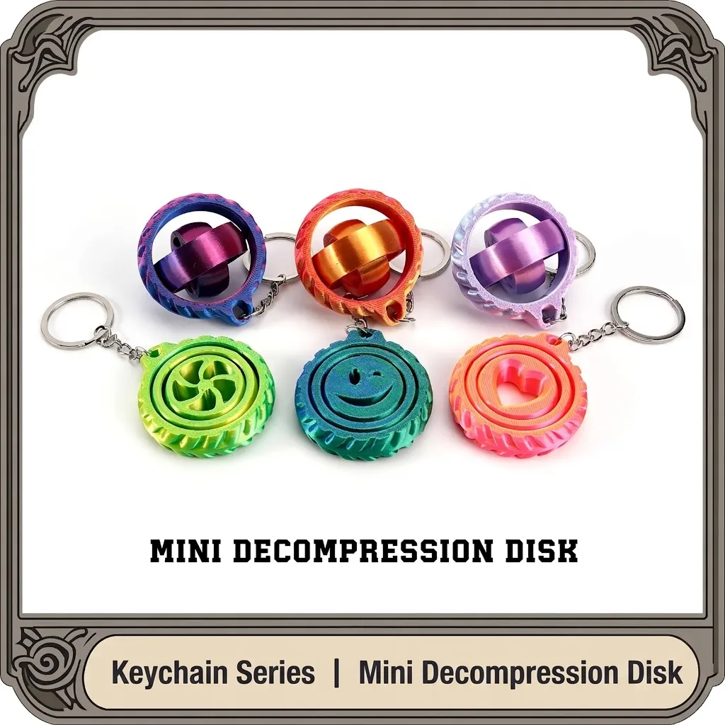 3D Gedruckter Dekompressionsscheibe Rotierender Schlüsselanhänger Spielzeug Fidget Spinner Herz Lächeln Reifen Muster PLA Stressabbau Schlüsselanhänger Für Kinder Erwachsene Geschenk