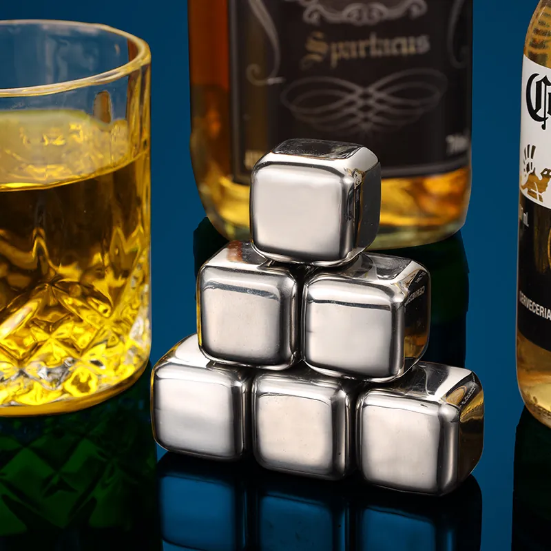 304 Edelstahl Whisky Steine Wiederverwendbare Eiswürfel Lebensmittelqualität Metall Eiswürfel Mit Kühlzange Für Wein Bier Geschenk