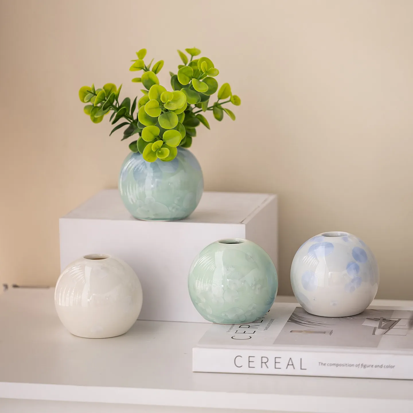 Moderne Neue Chinesische Kristallglasur Keramik Vase Home Minimalistische Tischplatte Blumenarrangement Ornament Handwerk Raumdekor