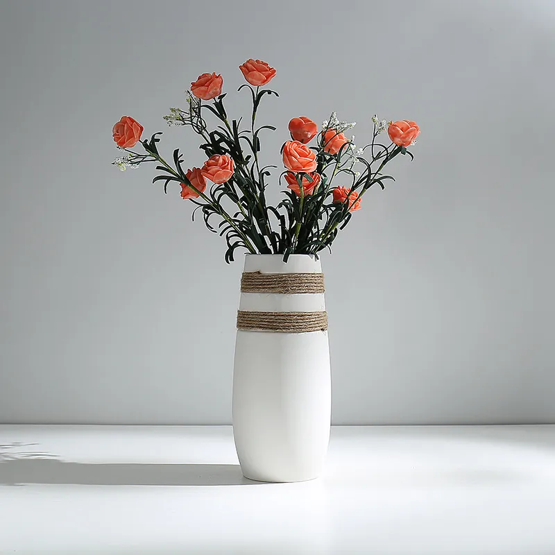 White Ceramic Vase Nordic Modern Minimalist Decorative Flower Arrangement Accessory For Home Living Room Table Decoration