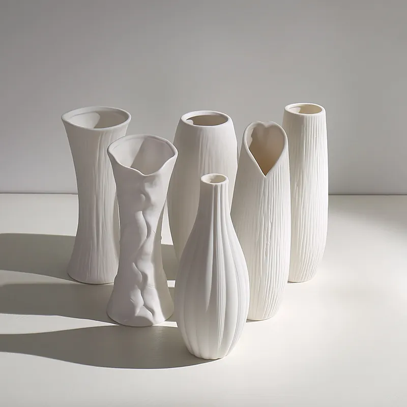 Vaso in Ceramica Bianca Minimalista Per Fiori Secchi Vaso Decorativo Nordico Per Soggiorno Moderno Decorazione Tavolo
