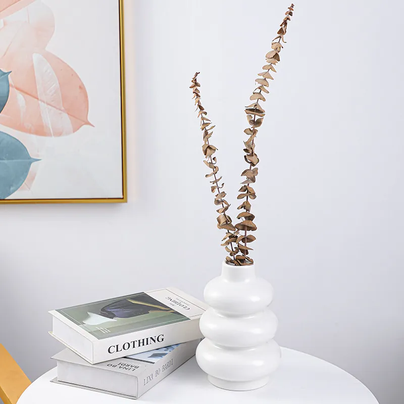 Florero de Cerámica Apilado con Anillo Irregular Minimalista Nórdico Florero Abstracto Forma de Burbuja Decoración de Escritorio para el Hogar Ornamento de Arte