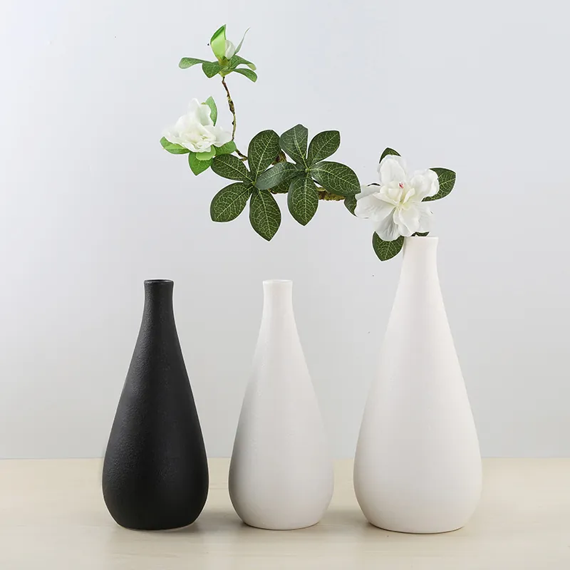 Nordic Modern Minimalist Matte Ceramic Vase Geometric Waterdrop Flower Pot For Table Home Living Room Entryway Restaurant Decoration Accents