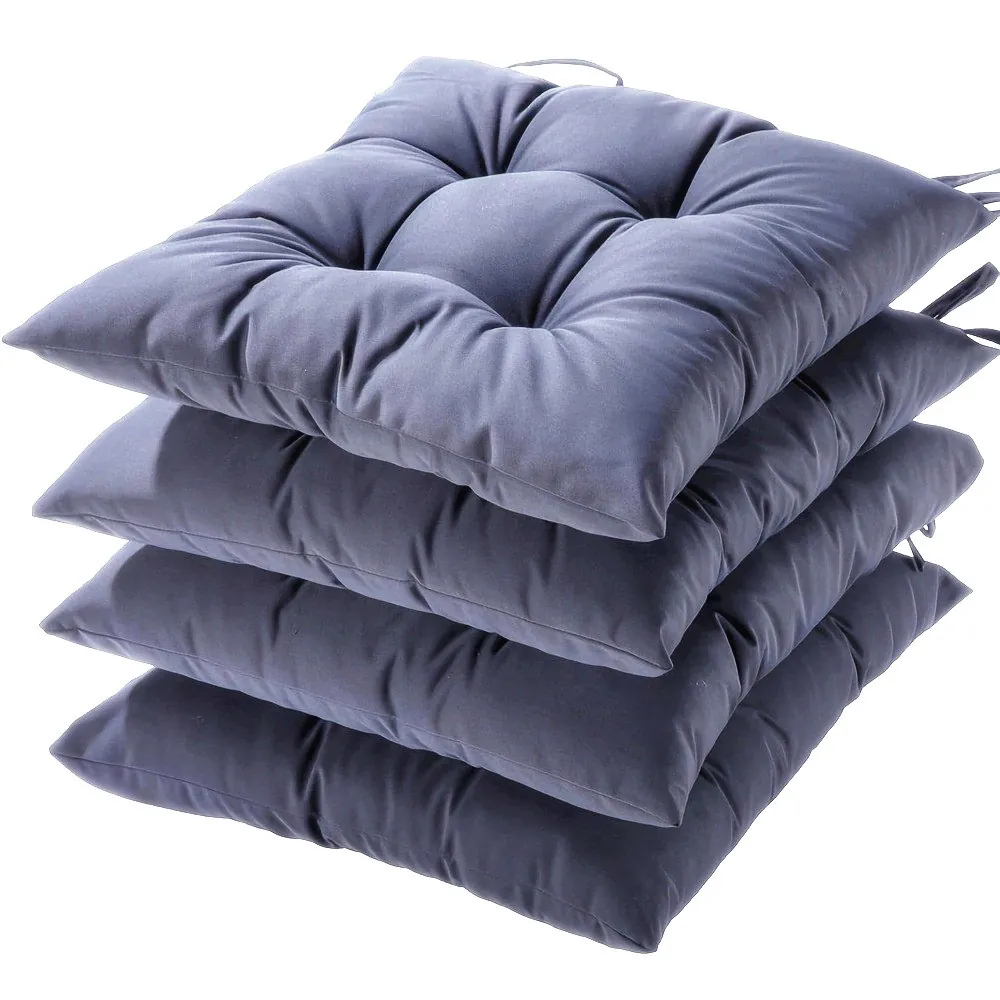 Cojines de Silla de Poliéster Impermeables Engrosados para Sillas de Comedor Patio Exterior Cojines de Asiento Nórdicos Color Sólido Con Lazos