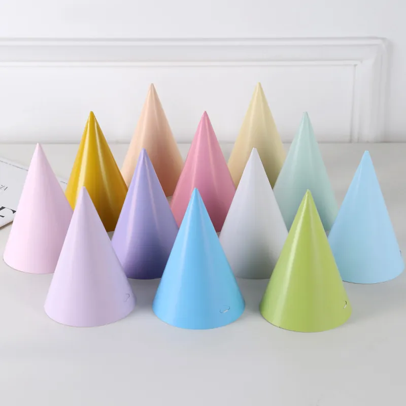 Macaron-Farbe Geburtstagsfeier Hut DIY Papier Kegel Hüte Für Kinder Erwachsene Geburtstag Feier Party Dekorationen Bunte Runde Papier Hüte