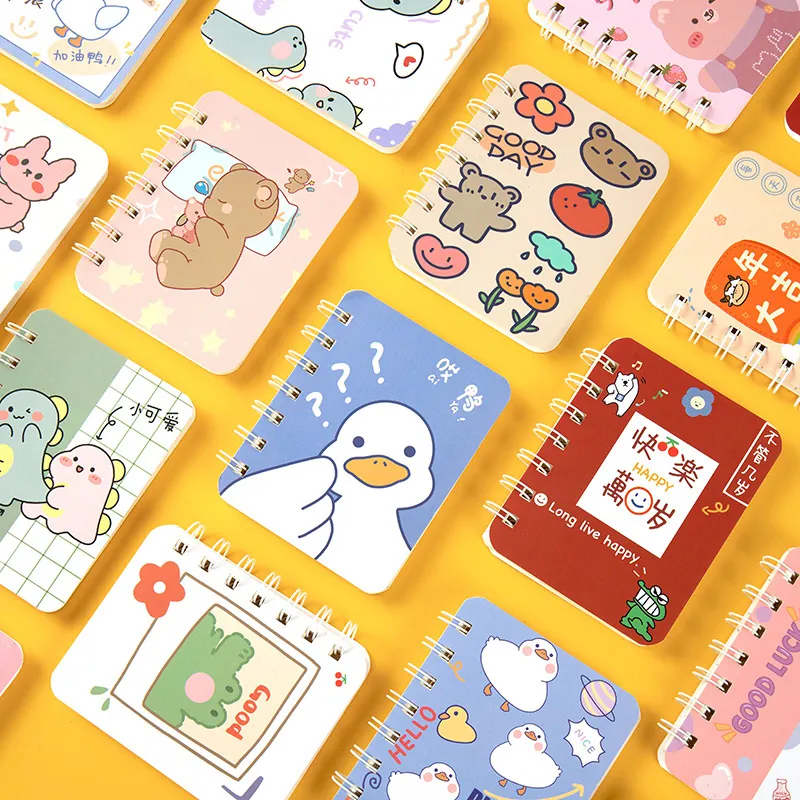 Cuaderno de Espiral Mini de Dibujos Animados Lindo Estilo Coreano A7 Bloc de Notas Portátil de Bolsillo 80 Hojas para Estudiantes Oficina Escuela Estudio