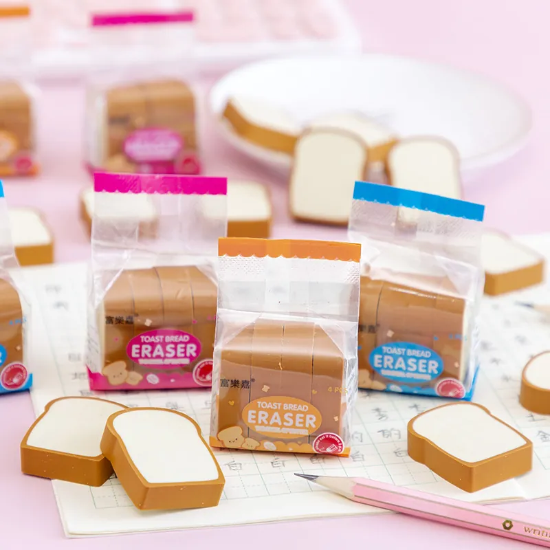 Kreatives Simulation Toastbrot Radiergummi Set Niedlicher Cartoon Duft Radierer Für Schüler Schule Büro Schreibwaren Geschenk