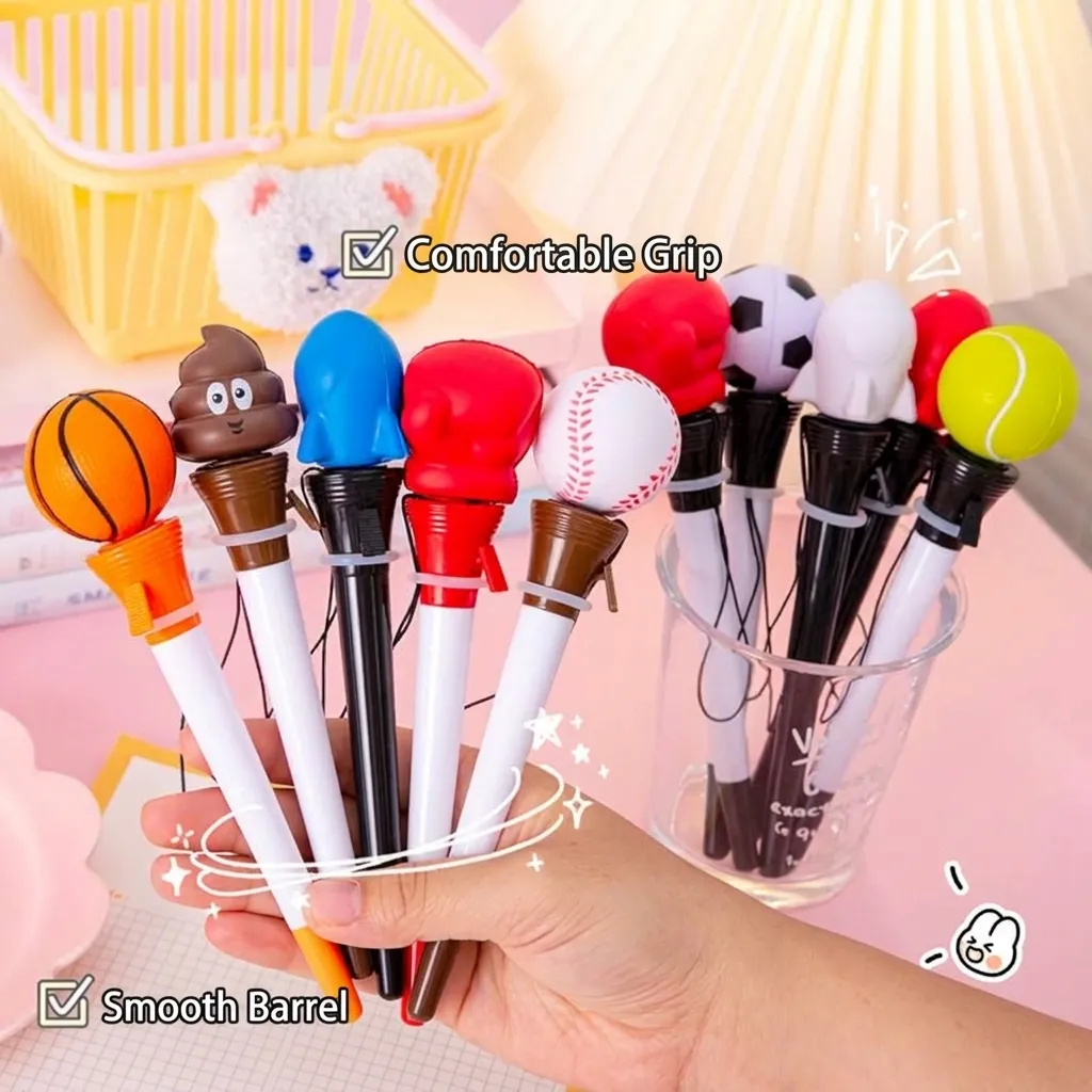 Creative Stress Relief Slow Rebound PU Ballpoint Pen Cute Sports Ball Rocket Shape Squishy Toy Pen Office School Stationery Gift
