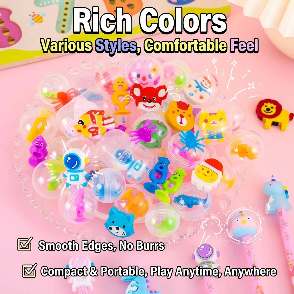 Caja Ciega de Papelería Gashapon de Dibujos Animados Juguete Sorpresa Cápsula de Plástico Borrador de Silicona para Niños