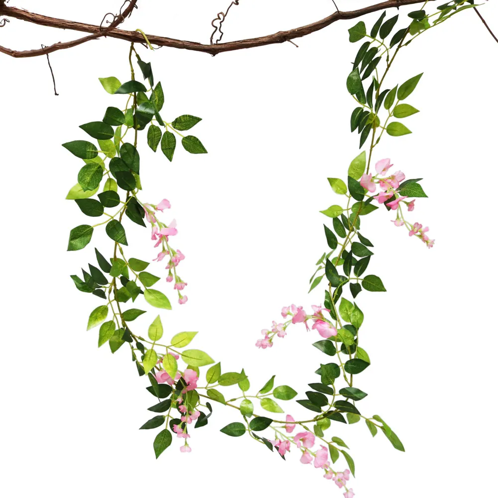 Simulatie Wisteria Bloem Rank Kunstzijde Bloemengirlande Voor Bruiloft Huis Hangende Plant Decor Pastoraal Bloemstengel