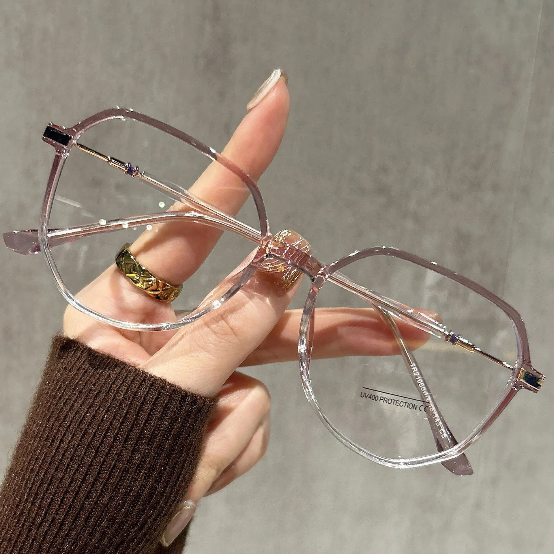 Gafas Anti-Luz Azul de Marco Grande Estilo Coreano TR90 Marco de Metal Gafas de Moda para Mujer