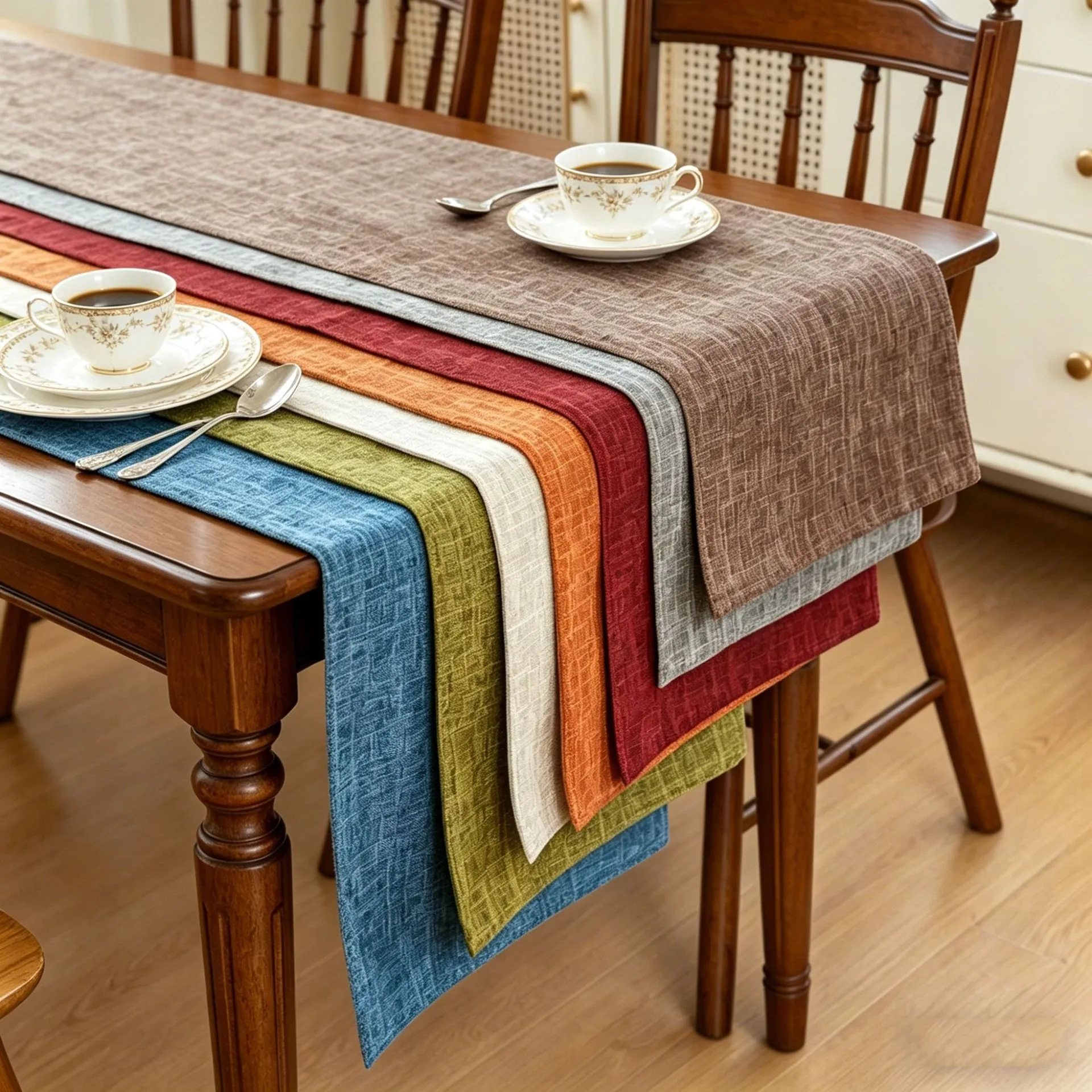 Solid Color Faux Linen Table Runner Double Layer Thickened Minimalist Elegant Decorative Table Cloth Home Dining Room Office Meeting Table Decor