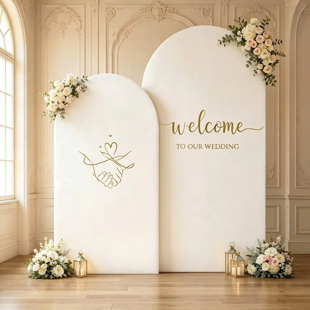 Einfarbig Polyester Elastisch Bogen Hintergrundabdeckung Für Hochzeit Geburtstag Party Babyparty Event Zeremonie Dekor Geometrische Hintergrund Cover