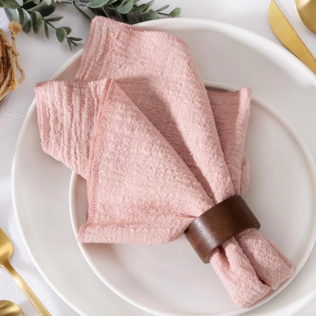 Cotton Slub Cloth Napkins Solid Color Overlocked Hem Table Napkins For Wedding Hotel Christmas Banquet Table Mat Decoration