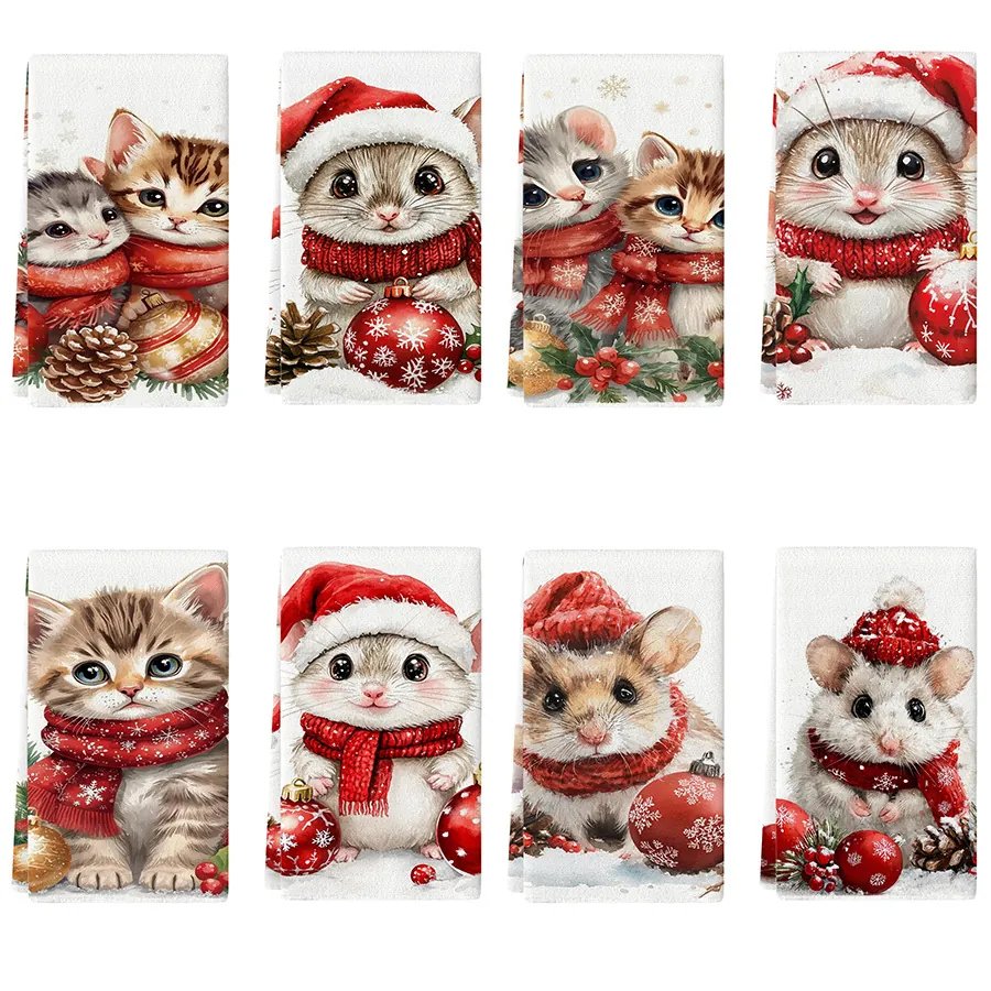 Weihnachten Geschirrtücher Mikrofaser Küchentücher Süße Tierdruck Tee Tücher Urlaub Tischdekoration Reinigungstücher