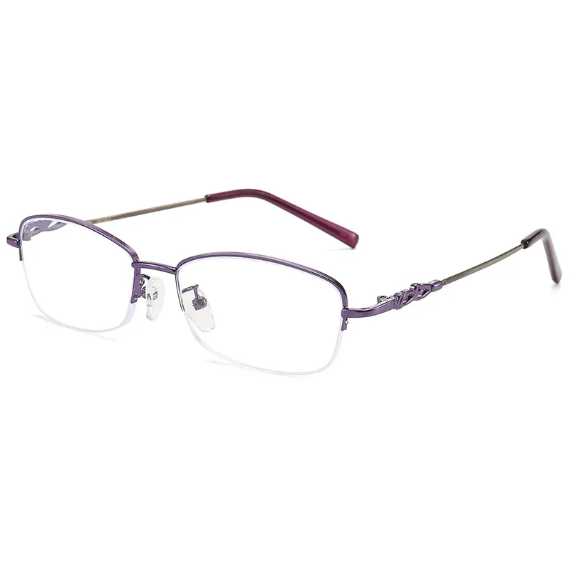 Damen Mode Halbrahmen Gedächtnis Titanlegierung Lesebrille Blaulichtschutz High Definition Quadratischer Rahmen Lesebrille