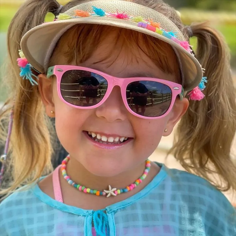 Polarized Kids Sunglasses UV400 Protection Silicone Flexible Frame Contrast Color Wayfarer Eyewear For Boys Girls Children Outdoor
