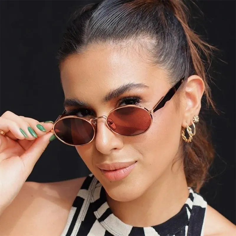 Damen Vintage Ovaler Metallrahmen Sonnenbrille Retro Street Style Shades Für Damen High End Mode Fortschrittliches Design