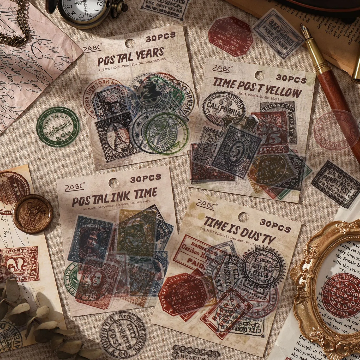 Vintage Postmark PET Stickers For Scrapbooking Journaling DIY Crafts Waterproof Decorative Stamps Stickers For Daily Use
