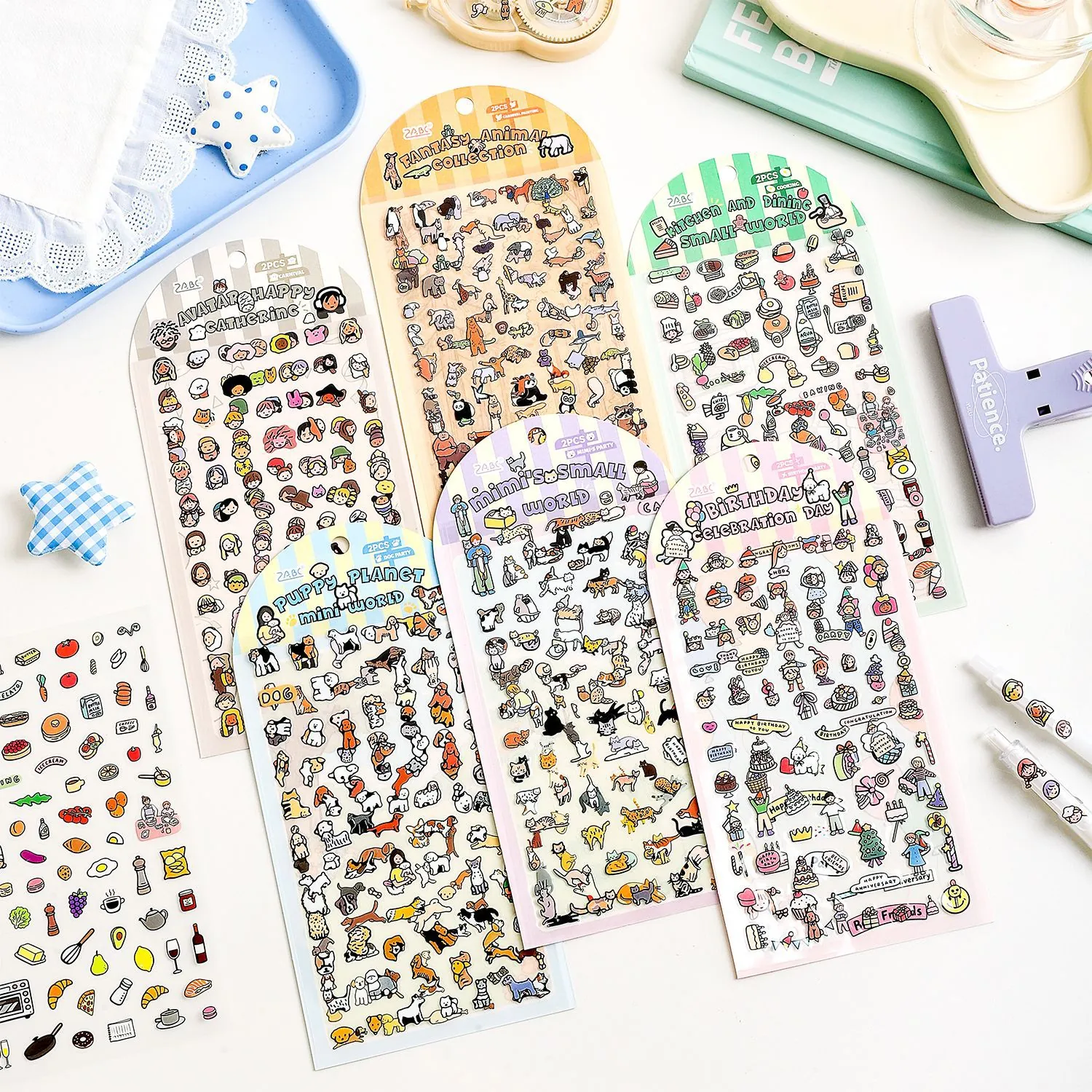 Cute Cartoon PET Waterproof Stickers Colorful Small World Series DIY Scrapbooking Journal Decoration Sticker Set For Kids