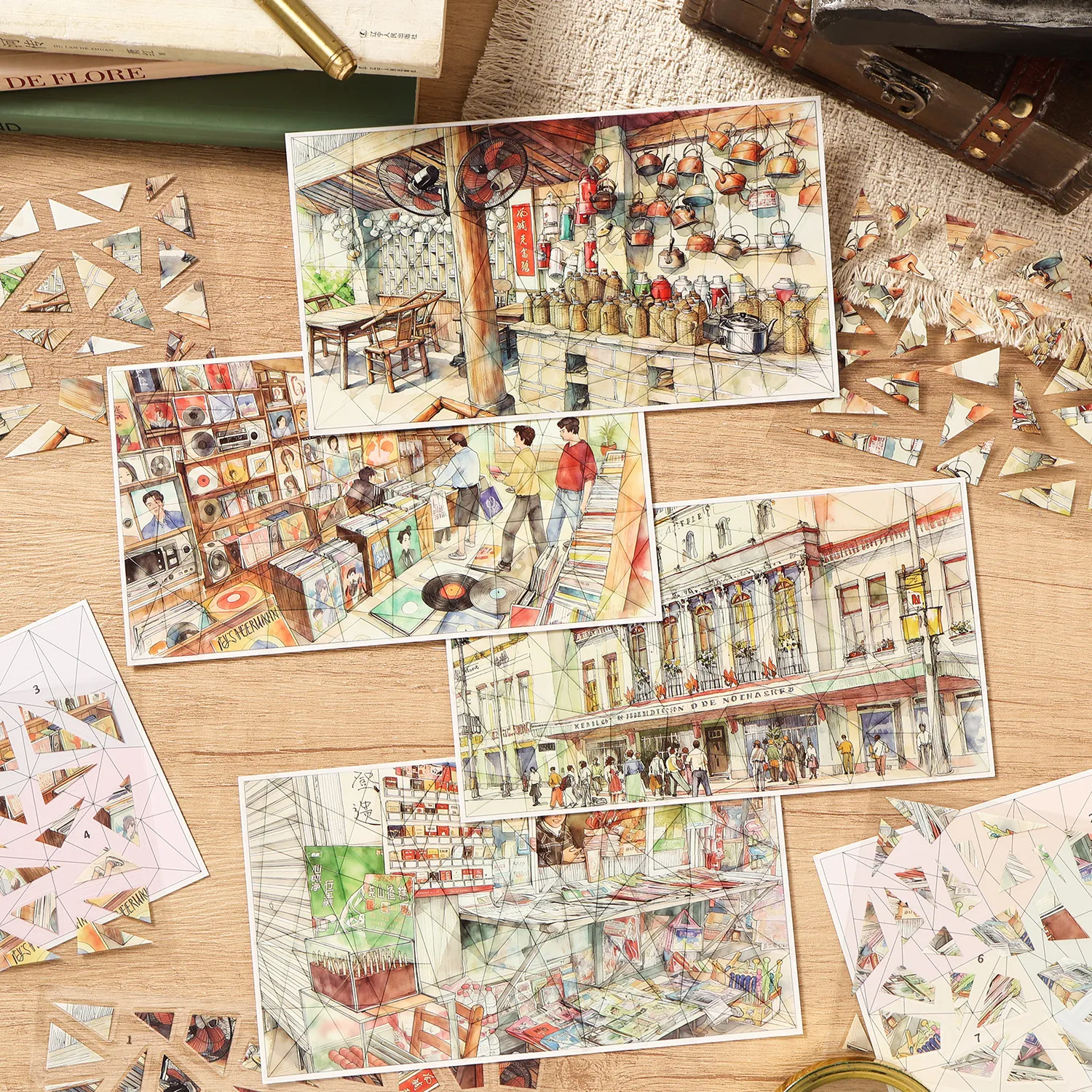 Retro 3D Miniature Scene Jigsaw Stickers Age Of Innocence Series DIY Journal Scrapbooking Stickers PET Paper Material