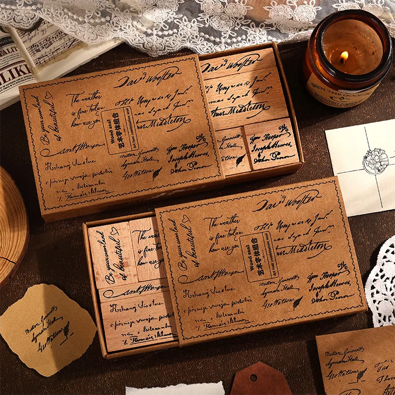 Retro Vintage Holzstempel Journaling DIY Scrapbooking Handwerk Englisches Alphabet Brief Kunst Schriftart Deko Stempel