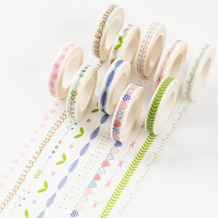 Nastro Washi Stretto Decorativo Per Scrapbooking Decorazione Bordi Diario Nastro Adesivo Fresco Adesivo Scrivibile Forniture Per Scrapbook Carta Adesiva
