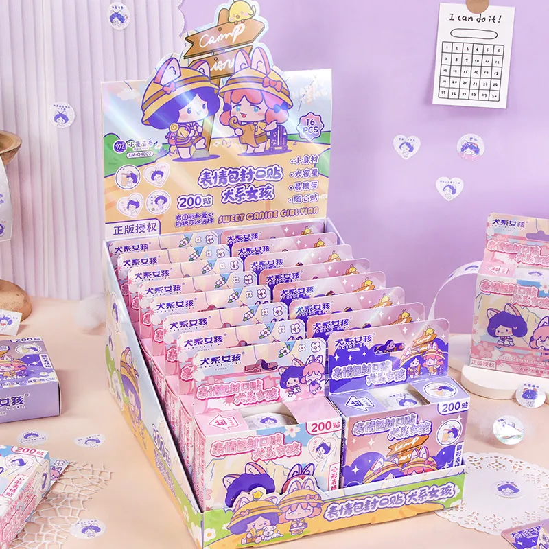 Cute Cartoon Girl Emoji Sealing Stickers Laser Coated Paper Reward Labels For Kindergarten Kids School Journal Decor