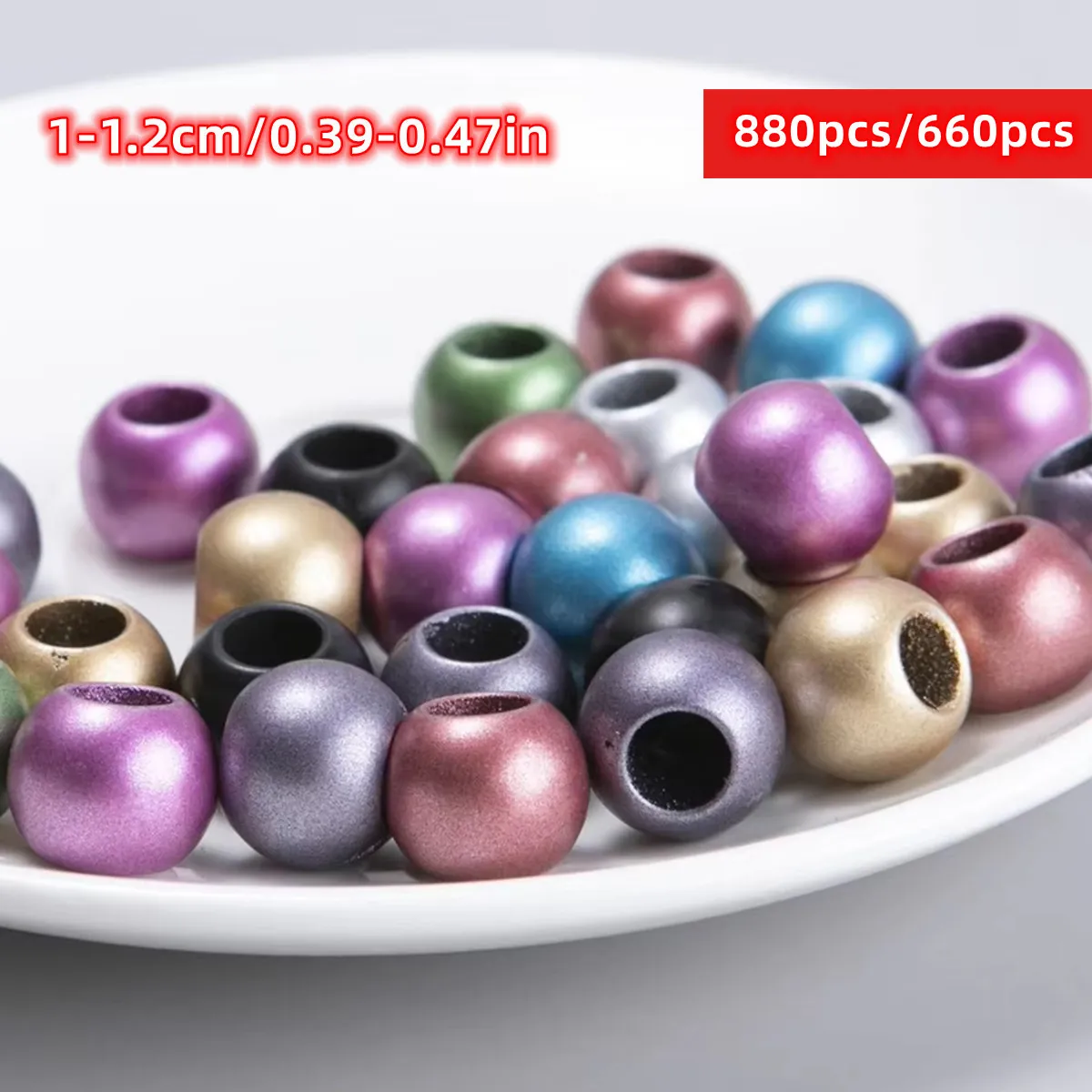 Matte Acrylperlen Großes Loch Runde Perlen Mischfarben Lackiertes Finish Für DIY Schmuckherstellung Armband Halskette Zubehör