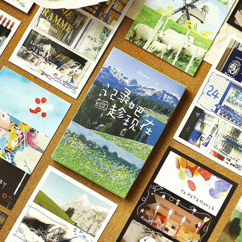 Cardlover Lot de Cartes Postales Style Artistique INS Cartes de Message Décoratives Décoration Murale Cartes Autocollantes Paysage Film Illustration Papeterie