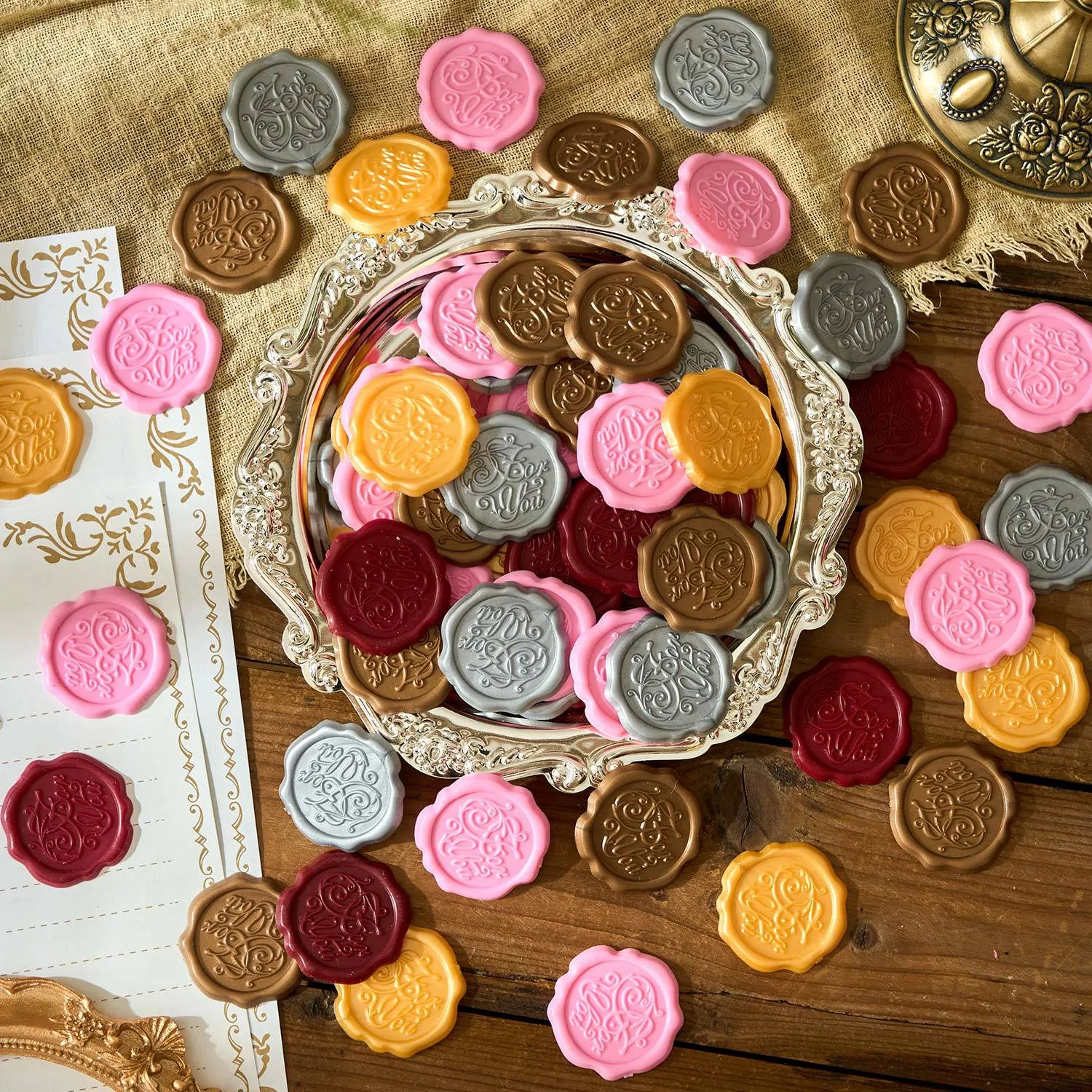 Retro 3D Relief Wax Seal Stickers Self-Adhesive Wax Sealing Labels For Invitation Envelope Gift Wrap Scrapbooking Decor