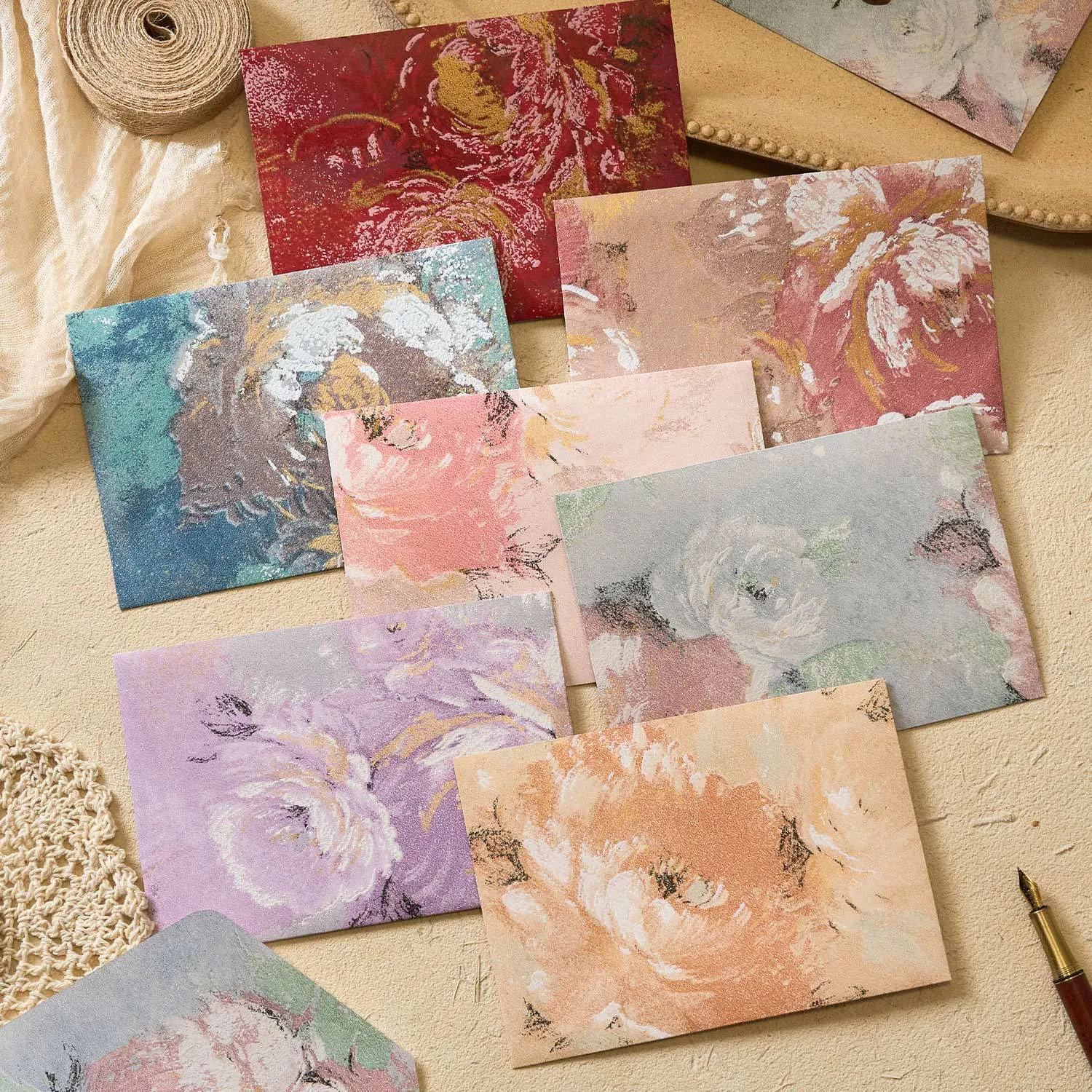 Retro Chinese Style 3D Embossed Floral Envelope Specialty Paper Stationery For Letter Writing Greeting Card Gift Wrap Office