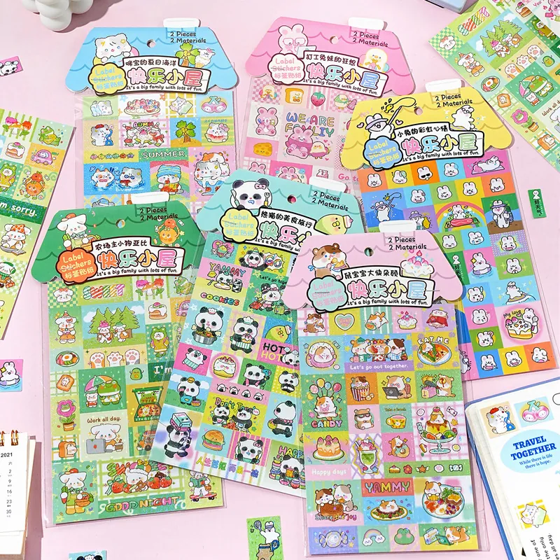 Cartoon Animal Stickers For Hand Account Notebook Decoration Cute Rabbit Panda Adhesive DIY Scrapbooking Supplies