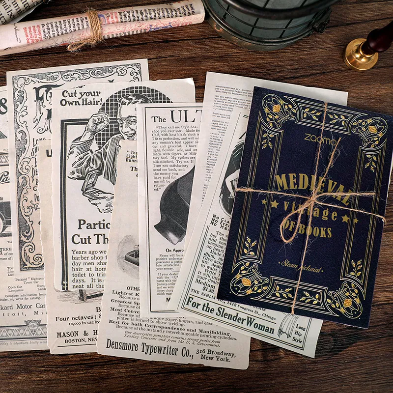 10 Sheets Vintage Imitation Book Page Scrapbooking Paper Medieval Style Retro Material Paper For DIY Journaling Embellishment