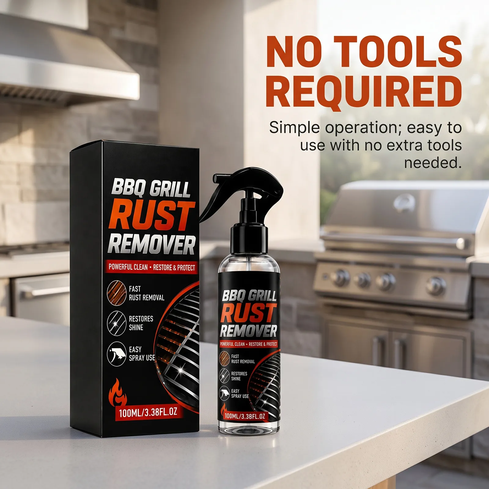 BBQ Grill Rust Remover Spray Fast-Acting Polishing Liquid For Metal Surface Restoration Grate Cleaning Solution