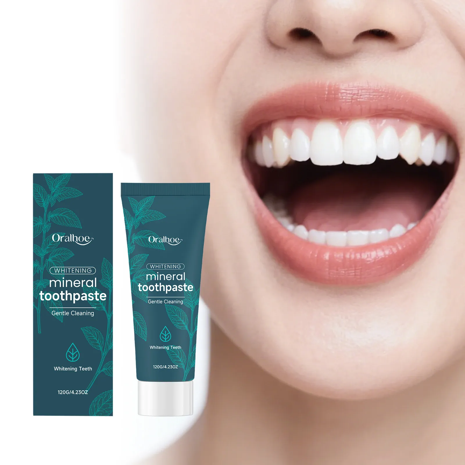 ORALHOE Pasta de Dientes de Menta Blanqueadora Limpieza Dental Diaria Eliminación de Manchas Pasta de Dientes Mineral Aliento Fresco