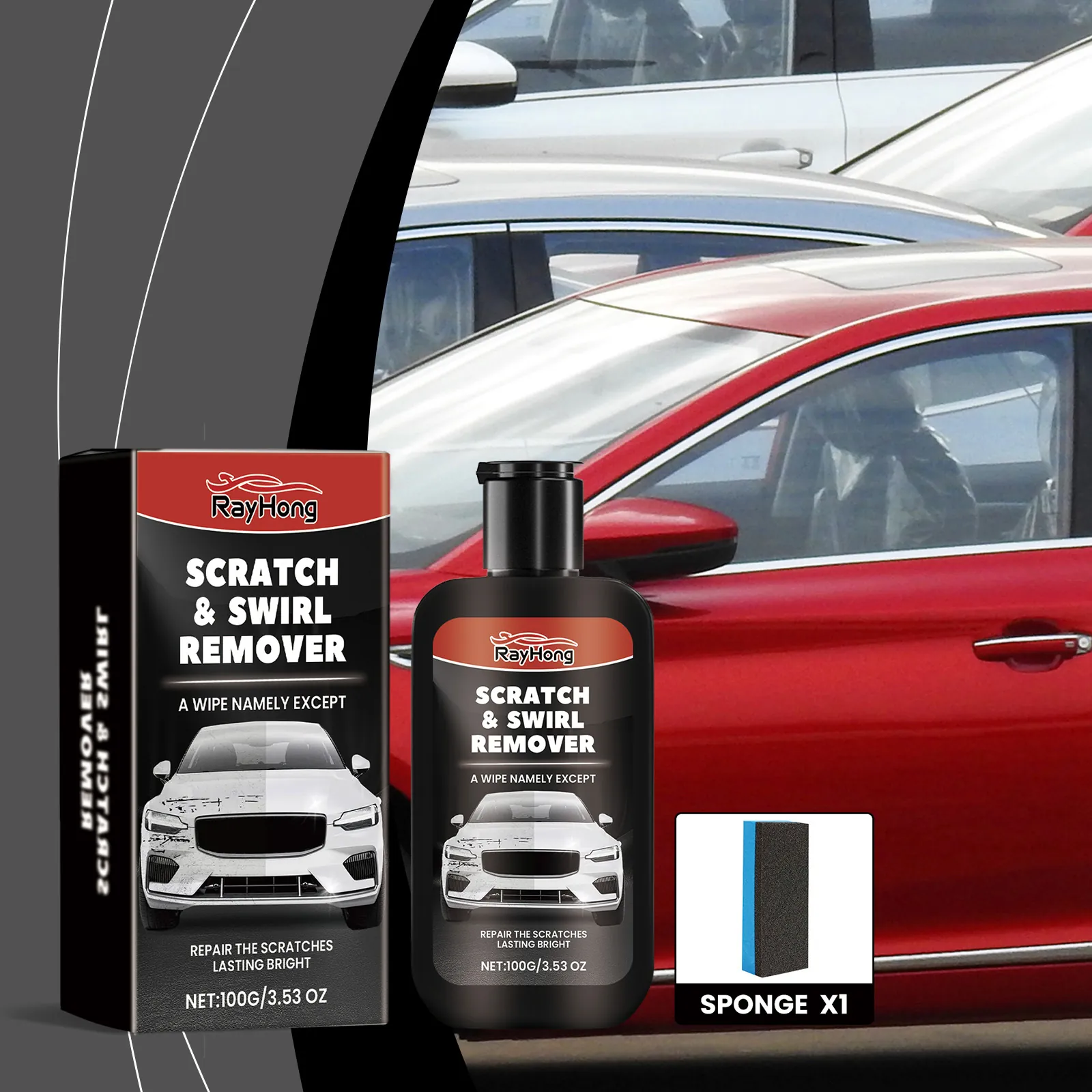 RAYHONG Car Scratch Remover Repair Paste Polish Paint Cleaning Care Cream For Automotive Swirl Removal With Sponge