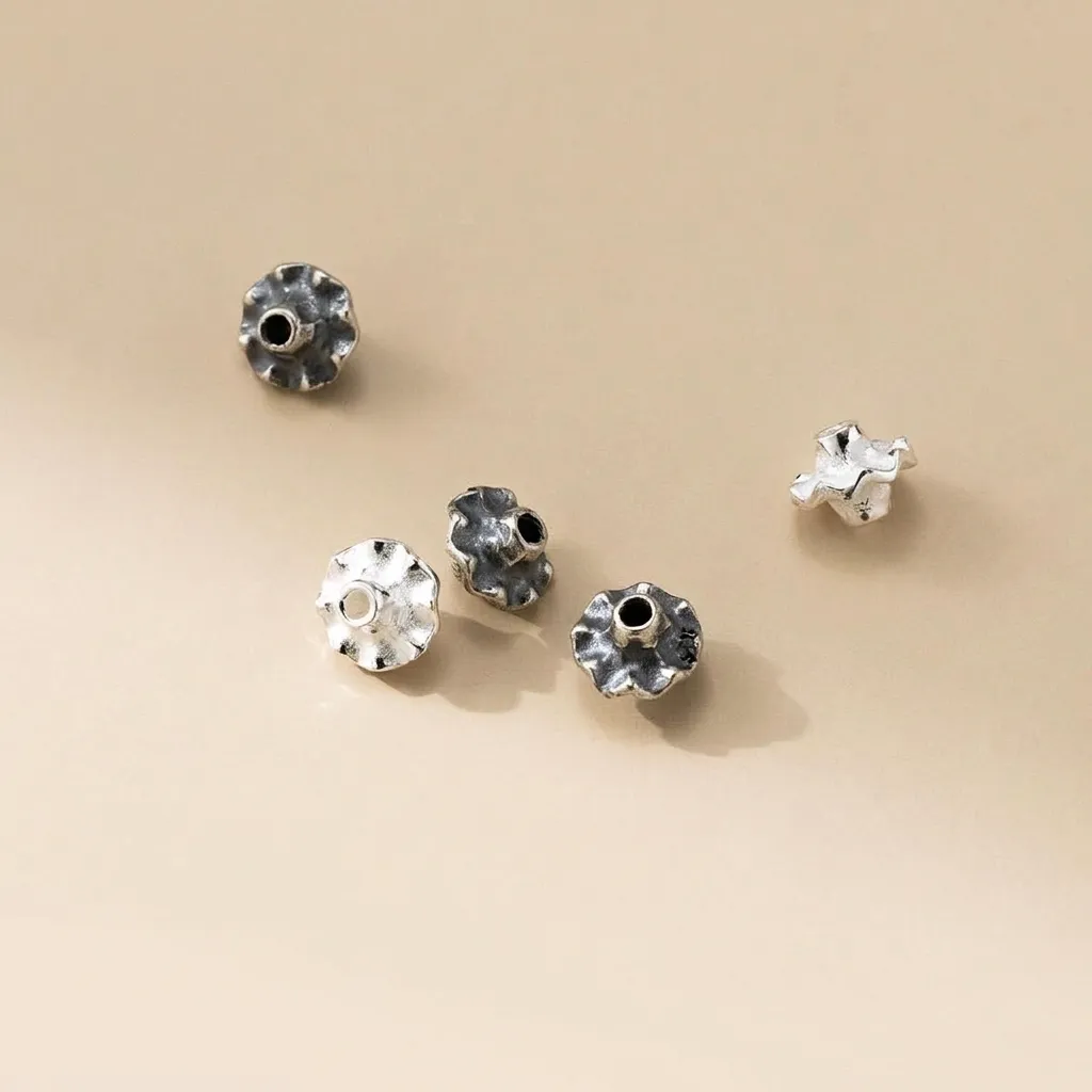 925 Sterling Silver Scalloped UFO Spacer Beads Vintage Thai Silver DIY Jewelry Making Beads For Bracelet Necklace Making