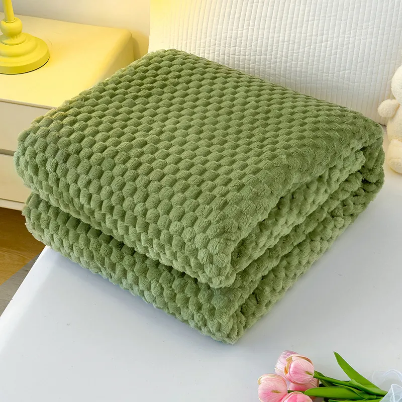 Skandinavisch Einfarbig Polyester Flanell Vliesdecke Kariert Ananas Gitter Warme Wohndecke Für Sofa Büro Bett Schlafen