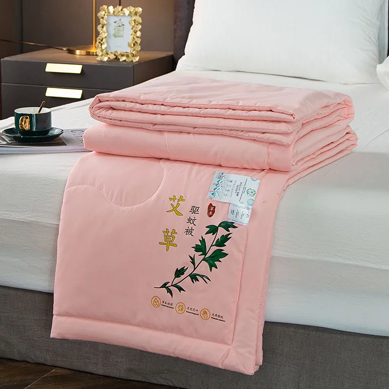 Cooling Summer Quilt With Mosquito Repellent Feature Feather Silk Cotton Thin Air Conditioning Blanket For Home Bedding