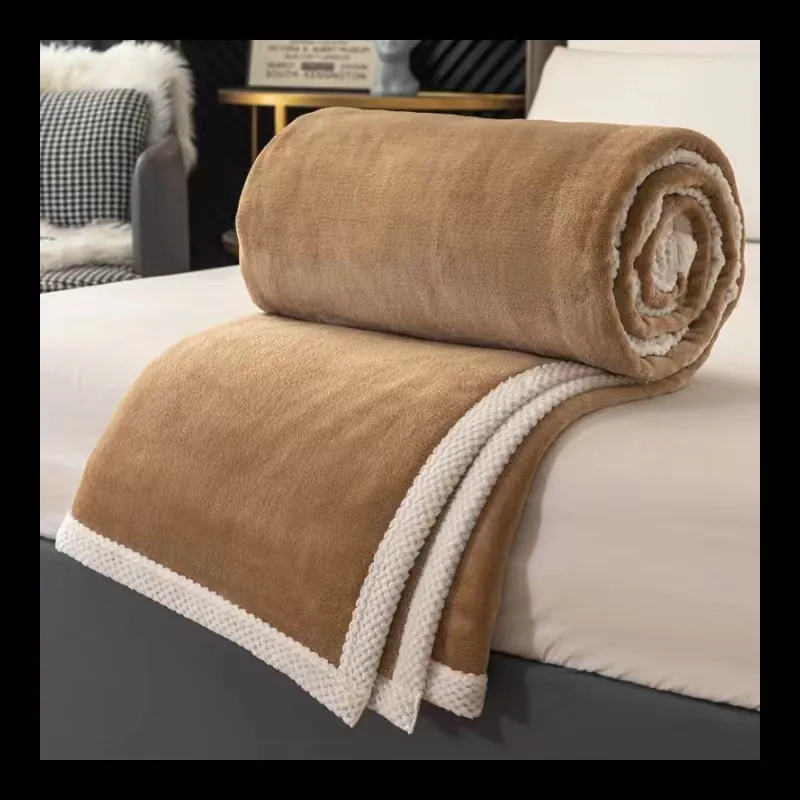 Nordic Solid Color Milk Velvet Blanket Soft Thickened Flannel Throw For Sofa Bed Office Nap Winter Warm Bedding Decor Women Men